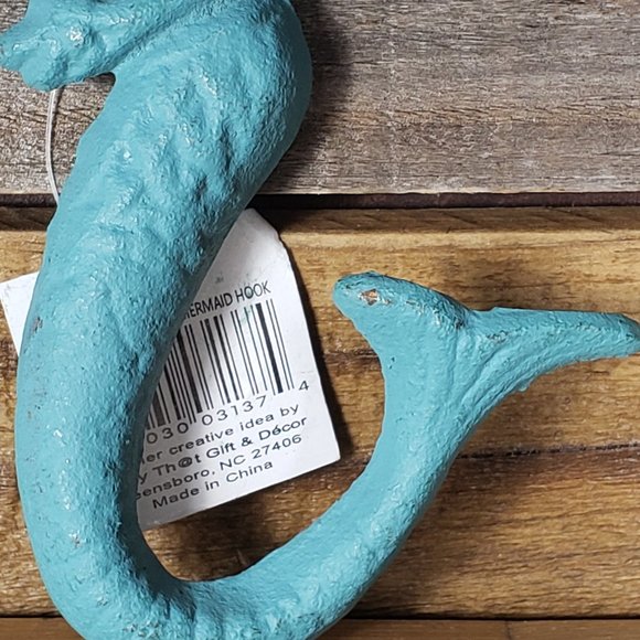 Mermaid Figure Iron Hook Wall Decor Blue Turquoise Fancy That Gift & Decor - Picture 4 of 5